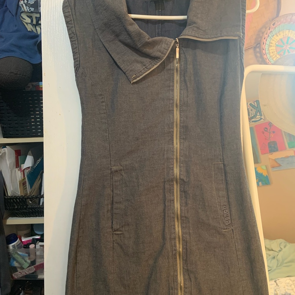 Bench Dark Gray Zip-Front Mini Dress